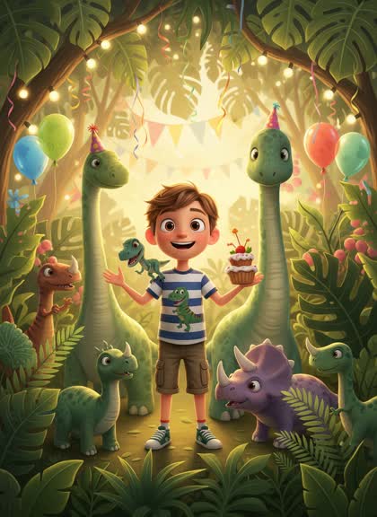 Шаблон приглашения на день рождения мальчика — Динозавры, 7–12 лет