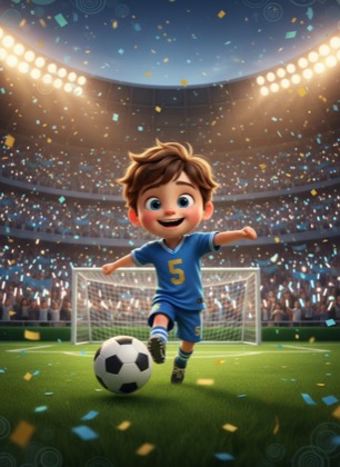 Шаблон приглашения на день рождения мальчика — Футбол, 3–6 лет