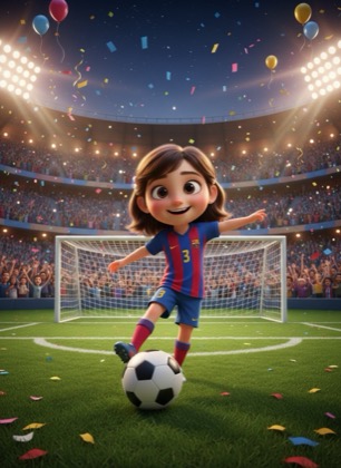 Шаблон приглашения на день рождения девочки — Футбол, 3–6 лет