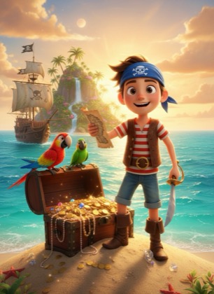 Шаблон приглашения на день рождения мальчика — Пираты, 7–12 лет