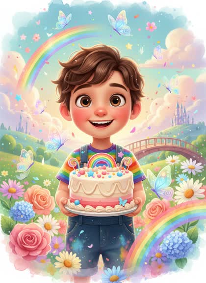 Шаблон приглашения на день рождения мальчика — Радуга, 3–6 лет