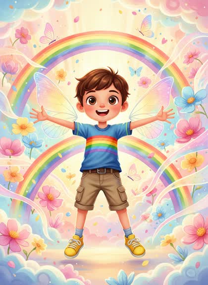 Шаблон приглашения на день рождения мальчика — Радуга, 7–12 лет