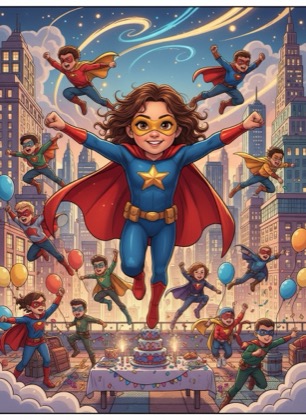 Шаблон приглашения на день рождения девочки — Супергерои, 7–12 лет